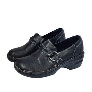 B.O.C Womens Burnett Clogs, Slip On, Black, Leather, Size 8